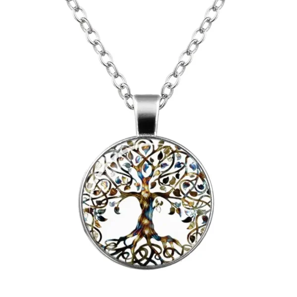 Tree of Life Charm Jewelry Set - Glass Cabochon Necklac