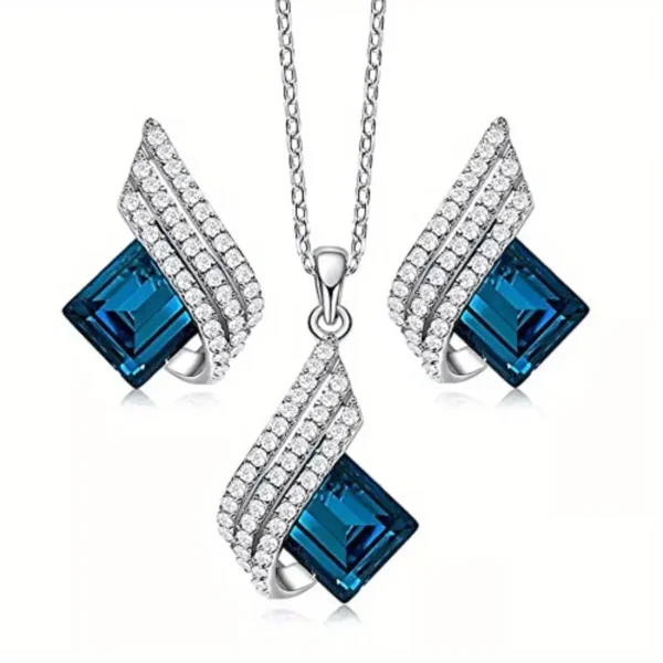 Elegant Blue Angel Wings Pendant Necklace - Image 6