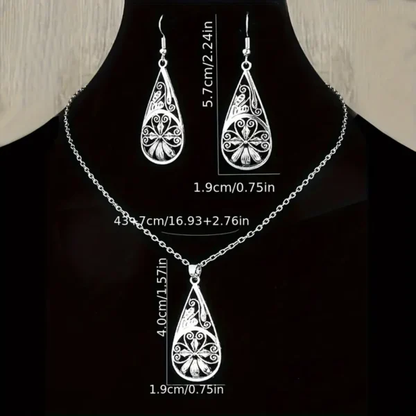 Cut-out Pear-shaped Necklace Earrings - Image 3