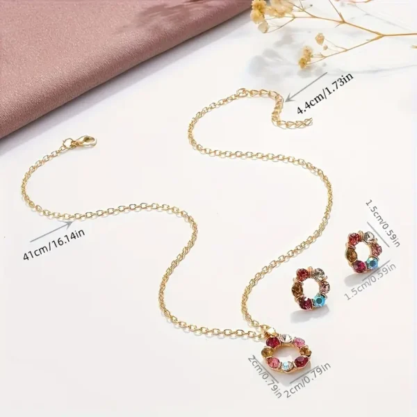 Chic Floral Jewelry Set for Women - 3pcs Necklace & Earrings, - Image 3