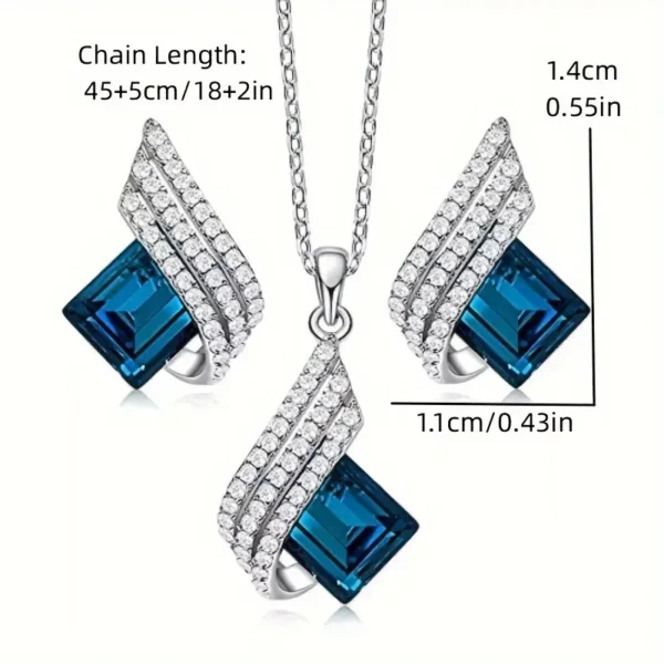 Elegant Blue Angel Wings Pendant Necklace - Image 4