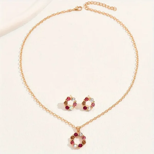 Chic Floral Jewelry Set for Women - 3pcs Necklace & Earrings, - Image 2