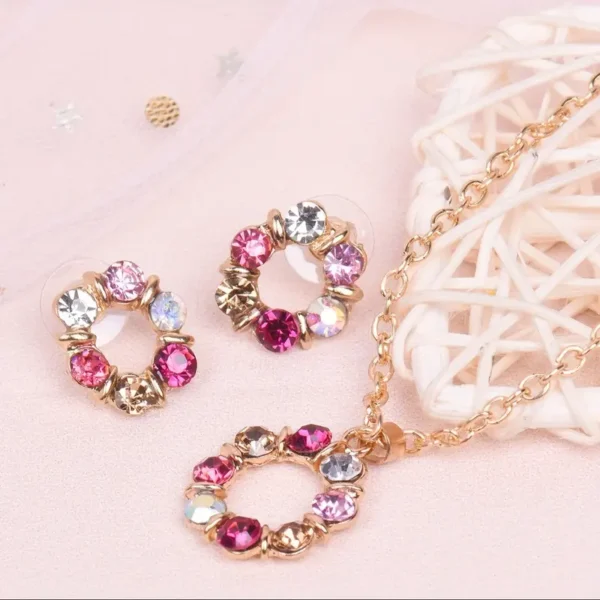 Chic Floral Jewelry Set for Women - 3pcs Necklace & Earrings,