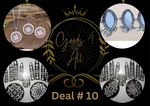 Deal10 (2 Mehndi Stencil +2Scarf Pins+1 Jeweler Set) IN Rs:1000/-Only