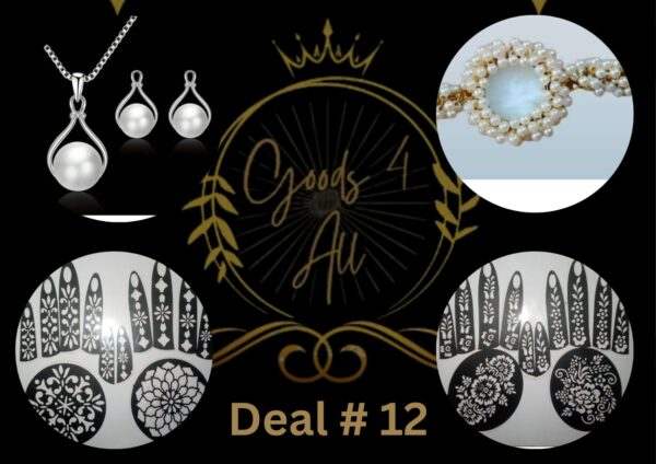 Deal12 (2 Mehndi Stencil +2Scarf Pins+1 Jeweler Set) IN Rs:1000/-Only