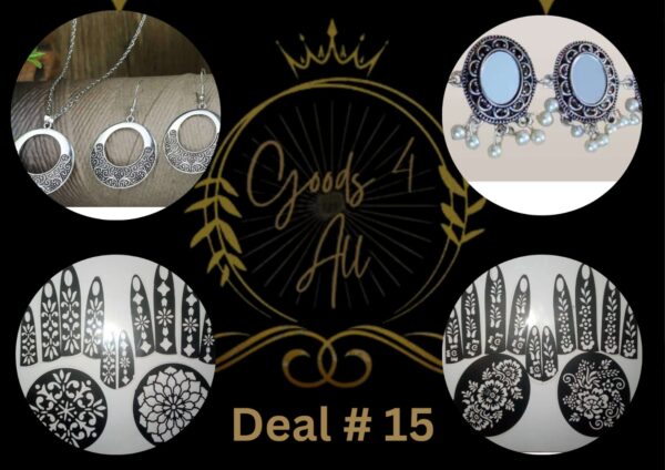 Deal15 (2 Mehndi Stencil +2Scarf Pins+1 Jeweler Set) IN Rs:1000/-Only