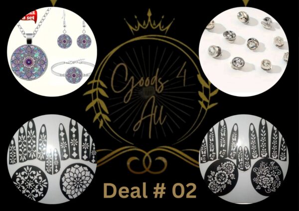 Deal2 (2 Mehndi Stencil +2Scarf Pins+1 Jeweler Set) IN Rs:1000/-Only