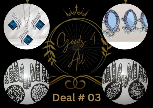 Deal3 (2 Mehndi Stencil +2Scarf Pins+1 Jeweler Set) IN Rs:1000/-Only