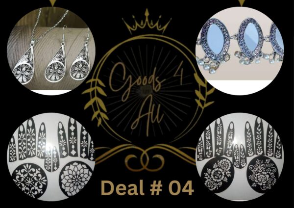 Deal4 (2 Mehndi Stencil +2Scarf Pins+1 Jeweler Set) IN Rs:1000/-Only