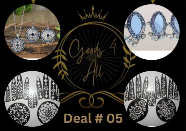 Deal5 (2 Mehndi Stencil +2Scarf Pins+1 Jeweler Set) IN Rs:1000/-Only