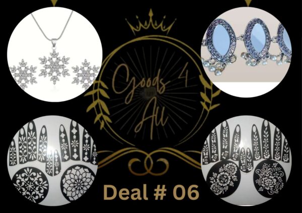 Deal6 (2 Mehndi Stencil +2Scarf Pins+1 Jeweler Set) IN Rs:1000/-Only