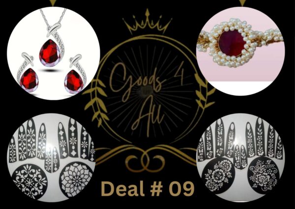 Deal9 (2 Mehndi Stencil +2Scarf Pins+1 Jeweler Set) IN Rs:1000/-Only